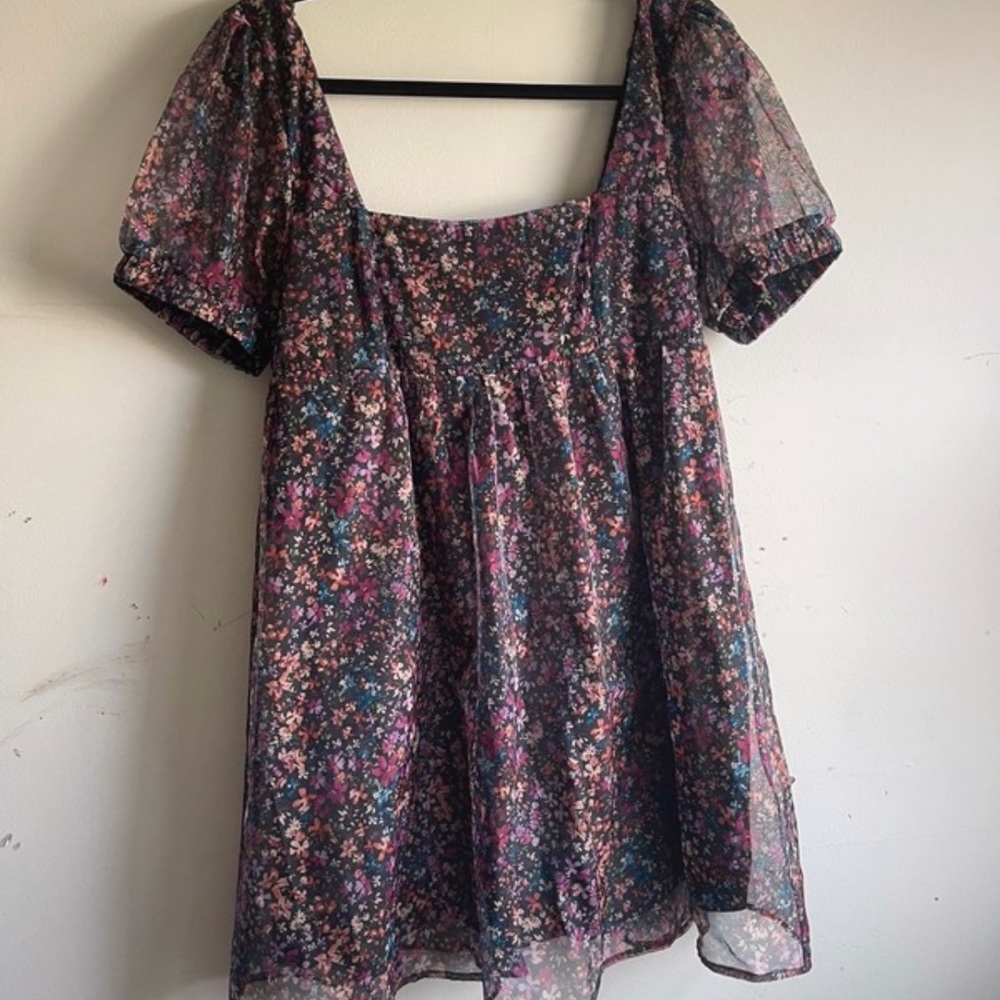 Wild Fable Floral Tulle Mesh Baby Doll Dress Size Medium 8